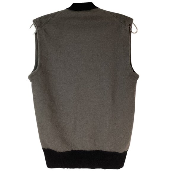 Vintage Guess Classics Gray & Black Merino Wool V-Neck Sweater Vest - Men's XL - Picture 2 of 5
